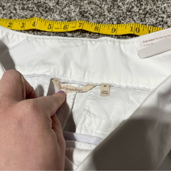 Soft Surroundings Womens Slim/Crop Capri Pants M Pull On Brightside White Note - Picture 7 of 14